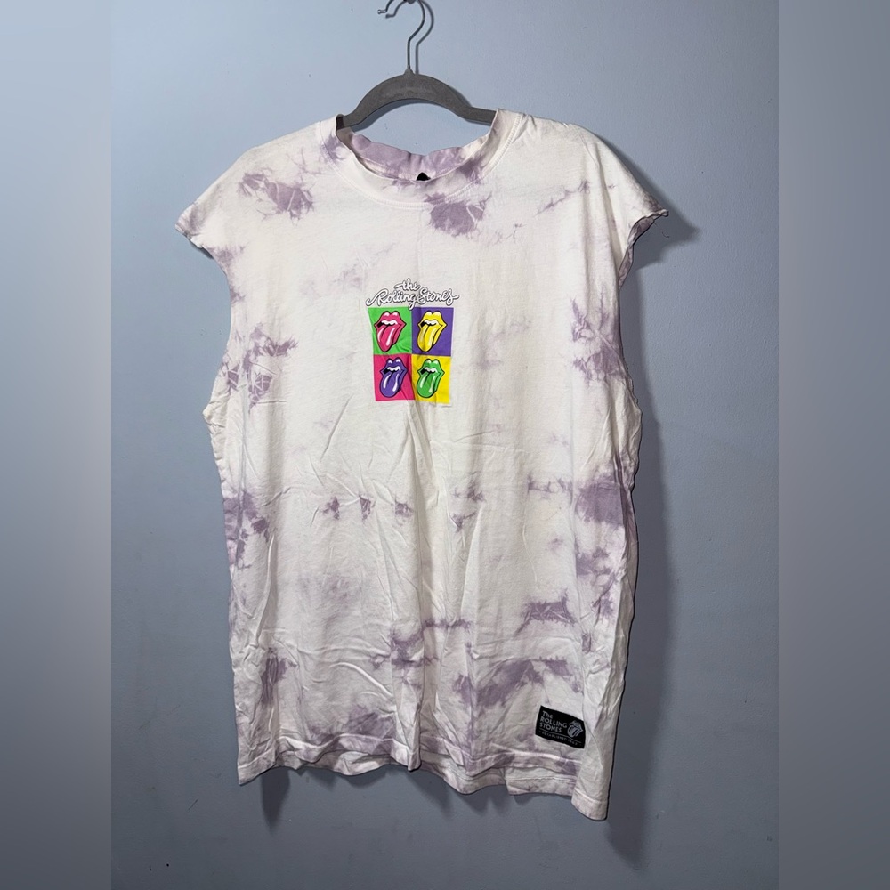 The Rolling Stones Womens sleeveless Tank Tee Shirt Tie Dye EUC Size Large